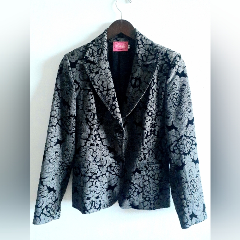 Floral Damask Velveteen Blazer, fits S-M